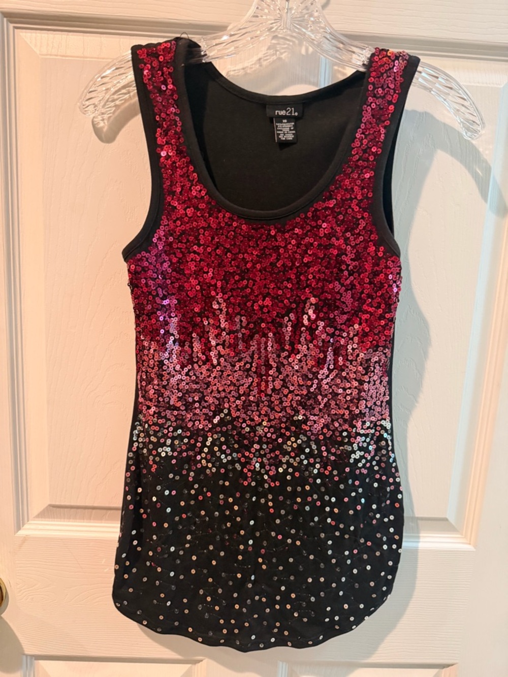 Rue21 Pink Sequin Ombre Tank Top